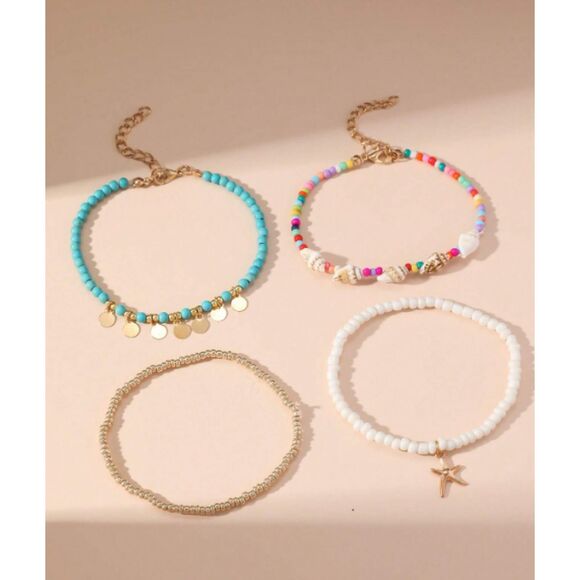 New Boho Beach Anklet with Starfish, OS - Picture 3 of 4